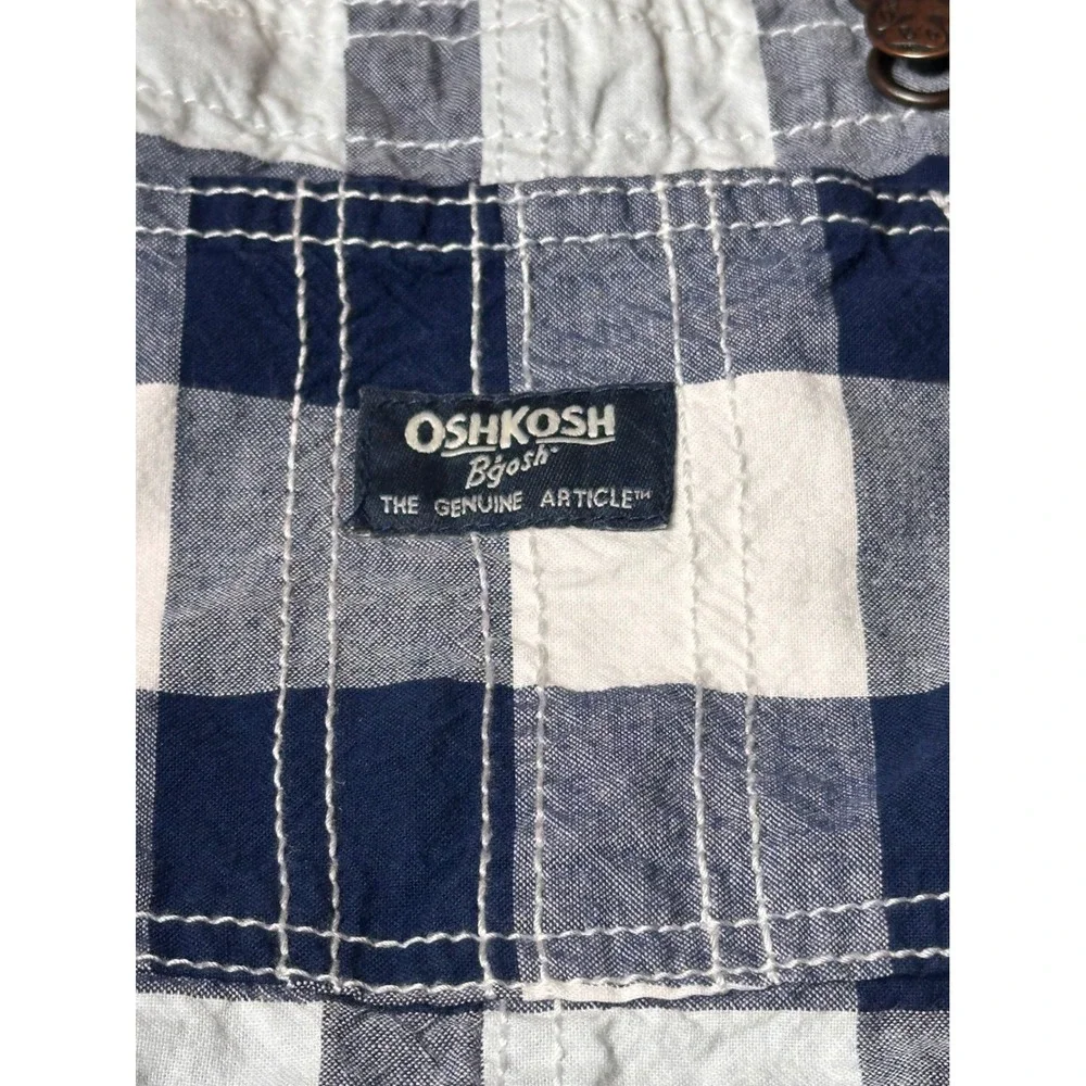 OshKosh B'gosh Overalls Toddler‎ 4T Navy White Plaid Excellent Vestbak Shortalls